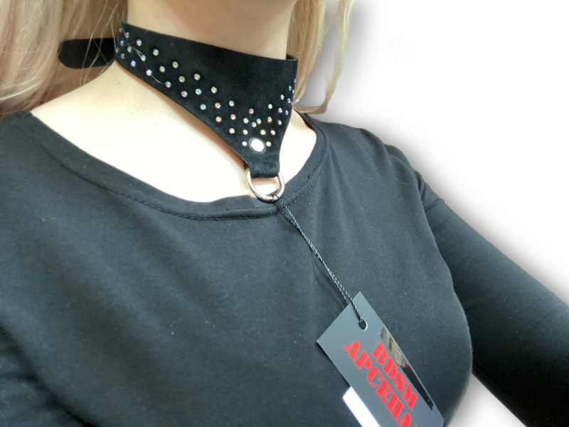 Набор "BDSM Arsenal" ошейник и наручники со стразами - Фотография №5