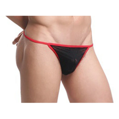 Трусики мужские стринги черные с красной каймой Интим Хаус