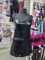 Платье виниловое короткое Bue-black с синим отливом - Фотография №1