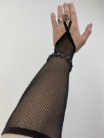 Перчатки митенки мелкая сетка, черные Интим Хаус