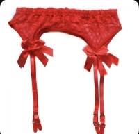Пояс для чулок красный кружевной - Фотография №2