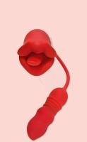 Вибратор в виде розы с язычком и отростком - Фотография №1