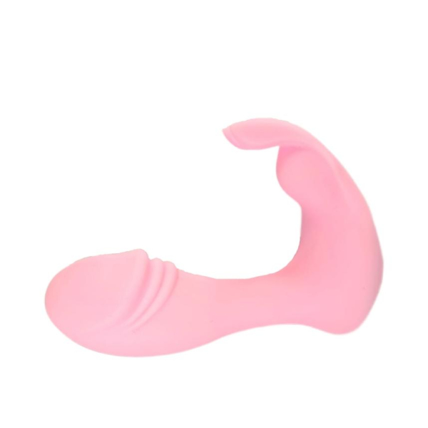 Вибратор розовый с клиторальным стимулятором-кролликом - Фотография №1