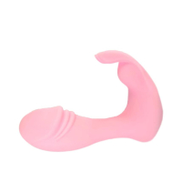 Вибратор розовый с клиторальным стимулятором-кролликом - Фотография №1