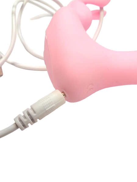 Вибратор розовый с клиторальным стимулятором-кролликом - Фотография №3