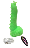 Вибратор Гусеница с пупырышками и усиками изумрудная на дистанционном пульте - Фотография №1