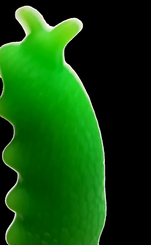 Вибратор Гусеница с пупырышками и усиками изумрудная на дистанционном пульте