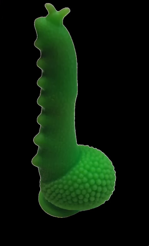 Вибратор Гусеница с пупырышками и усиками изумрудная на дистанционном пульте