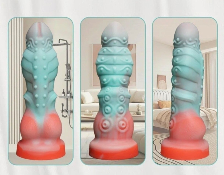 Вибратор фантазийный на д\у персиково- голубой - Фотография №2