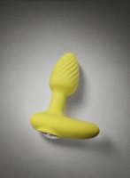 Пробка анальная желтая с ребрышками и кристаллом - Фотография №2