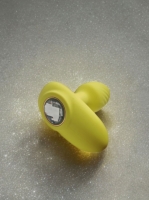 Пробка анальная желтая с ребрышками и кристаллом - Фотография №3