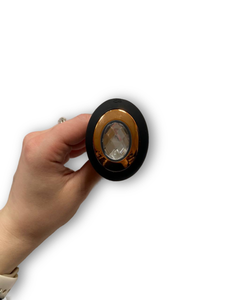 Пробка черная анальная с ребрышками и кристаллом - Фотография №5