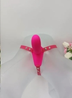 Страпон розовый с вагинальной пробкой и вибрацией - Фотография №6
