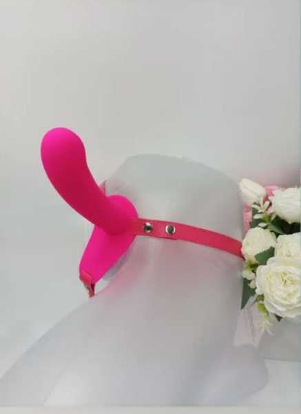 Страпон розовый с вагинальной пробкой и вибрацией - Фотография №8