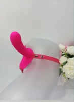 Страпон розовый с вагинальной пробкой и вибрацией - Фотография №8