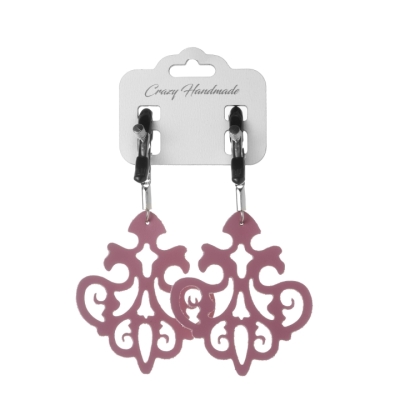 Зажимы "Crazy Handmade" классические с розовым кожаным резным узором Интим Хаус
