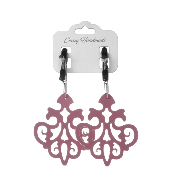 Зажимы "Crazy Handmade" классические с розовым кожаным резным узором - Фотография №1