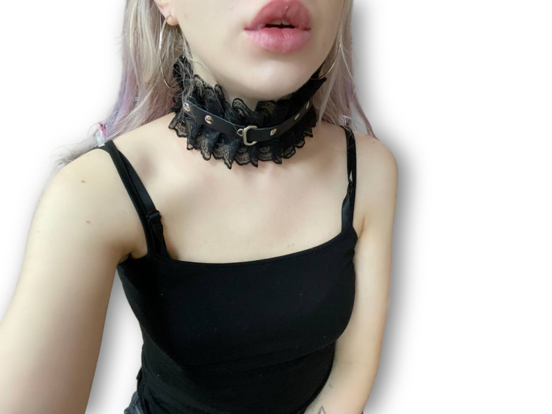 Ошейник "Crazy Handmade" черный с кружевом - Фотография №5