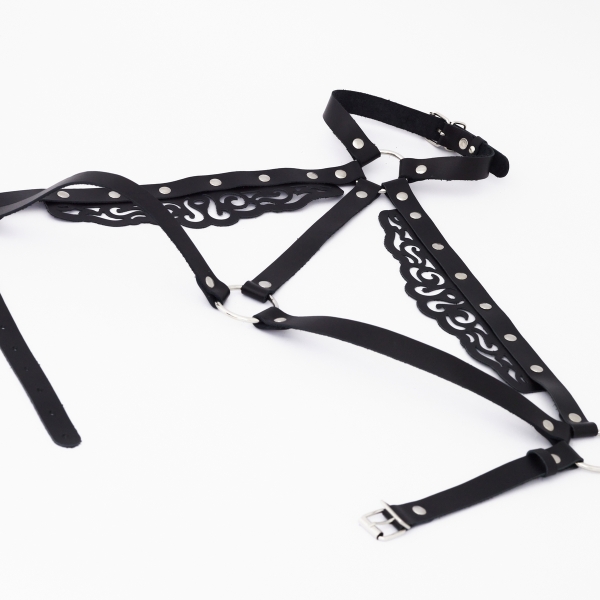 Портупея "Crazy Handmade" резная с клепками - Фотография №2