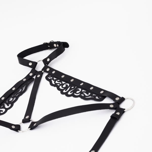 Портупея "Crazy Handmade" резная с клепками - Фотография №4