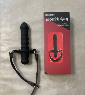 Кляп-страпон "Mouth gag" черный рельефный Интим Хаус