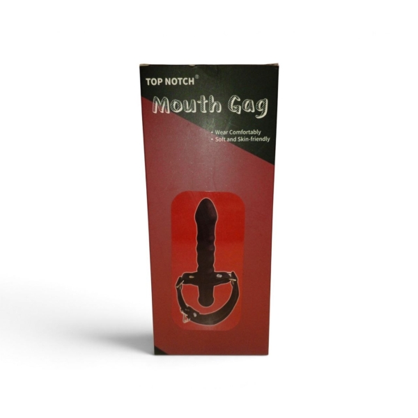 Кляп-страпон "Mouth gag" черный рельефный - Фотография №3