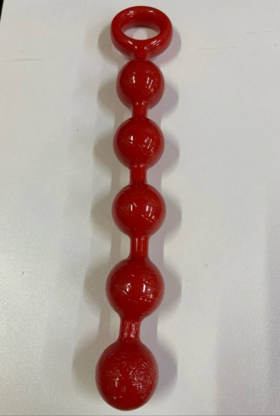 Цепочка анальная красная 28 см на кольце - Фотография №1