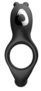 Кольцо с клиторальным стимулятором Мишкой "Cock ring" черное Интим Хаус