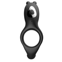 Кольцо с клиторальным стимулятором Мишкой "Cock ring" черное Интим Хаус