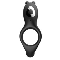 Кольцо с клиторальным стимулятором Мишкой "Cock ring" черное - Фотография №1