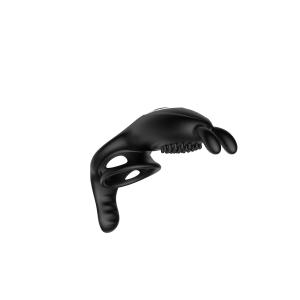 Кольцо с клиторальным стимулятором Мишкой "Cock ring" черное - Фотография №2