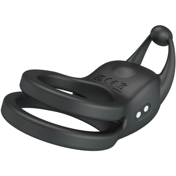 Кольцо "Pretty Love" черное с подхватом мошонки и клиторальным стимулятором - Фотография №2