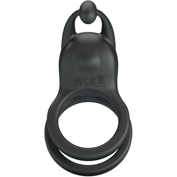 Кольцо "Pretty Love" черное с подхватом мошонки и клиторальным стимулятором - Фотография №3