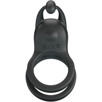 Кольцо "Pretty Love" черное с подхватом мошонки и клиторальным стимулятором - Фотография №3