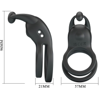 Кольцо "Pretty Love" черное с подхватом мошонки и клиторальным стимулятором - Фотография №4