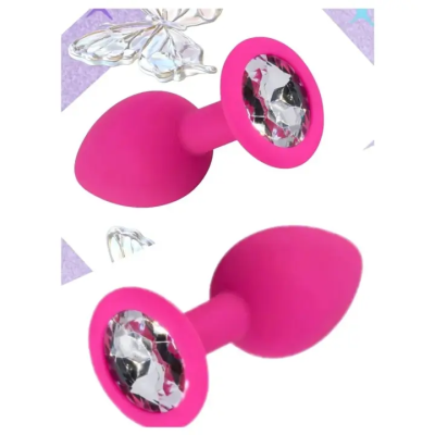 Мини пробка розовая с прозрачным кристаллом Интим Хаус