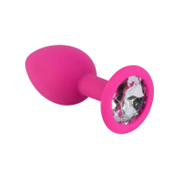 Мини пробка розовая с прозрачным кристаллом - Фотография №3