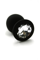 Пробка черная силикон с прозрачным кристаллом. мини Интим Хаус