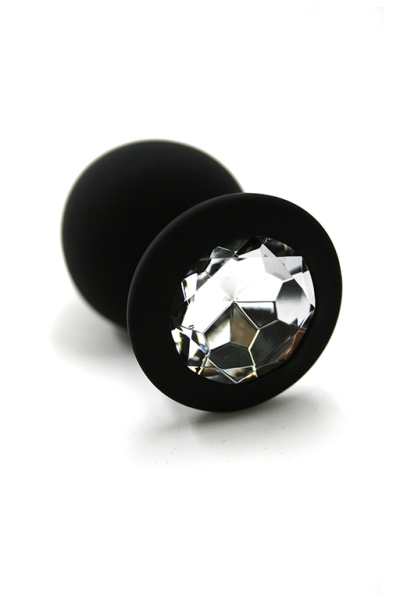Пробка черная силикон с прозрачным кристаллом. мини - Фотография №1