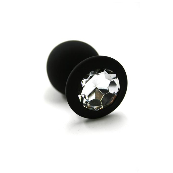 Пробка черная силикон с прозрачным кристаллом. мини - Фотография №1