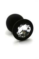 Пробка черная силикон с прозрачным кристаллом. мини - Фотография №1