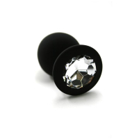 Пробка черная силикон с прозрачным кристаллом. мини - Фотография №1