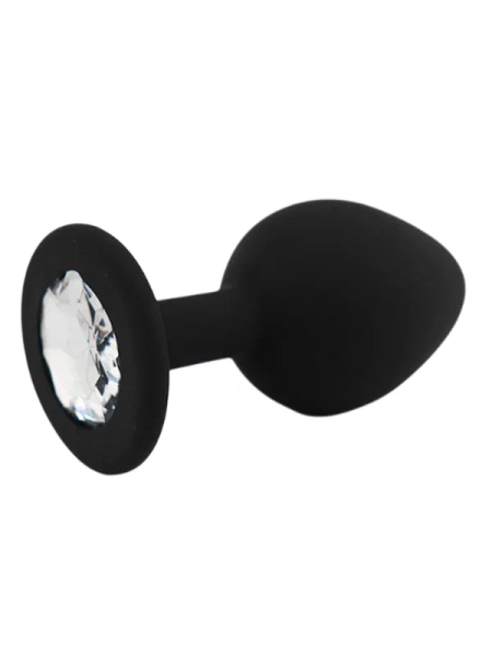 Пробка черная силикон с прозрачным кристаллом. мини - Фотография №2