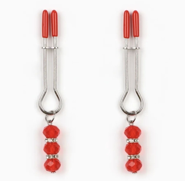 Зажимы вилы с красным украшением - Фотография №2