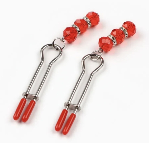 Зажимы вилы с красным украшением - Фотография №3