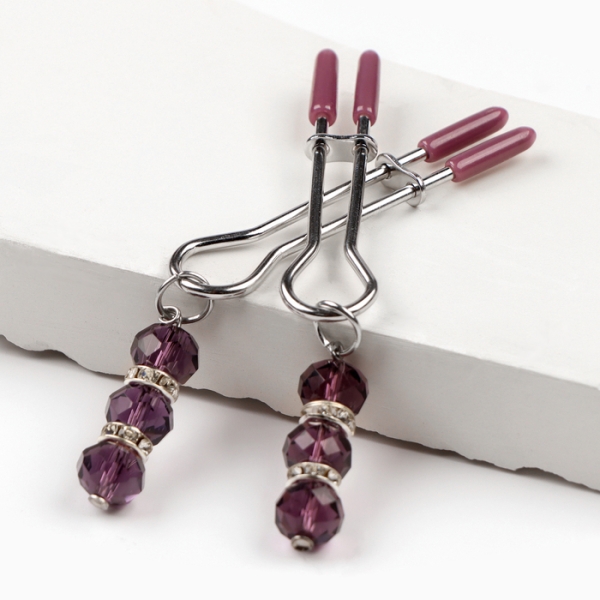 Зажимы вилы с фиолетовым украшением - Фотография №1