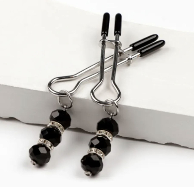 Зажимы вилы с черным  бусинами -украшением Интим Хаус