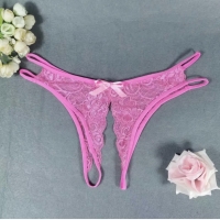 Трусики розовые кружевные с вырезом - Фотография №1
