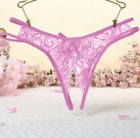 Трусики розовые кружевные с вырезом - Фотография №3