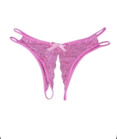 Трусики розовые кружевные с вырезом - Фотография №4